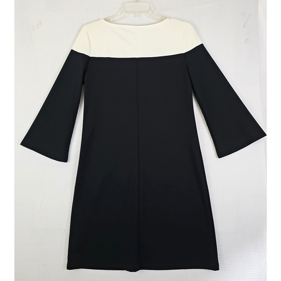GAP~Woman Sz XS~Black/White Color Block Long Bell Sleeve Dress Boat Neck Unlined - Picture 3 of 13